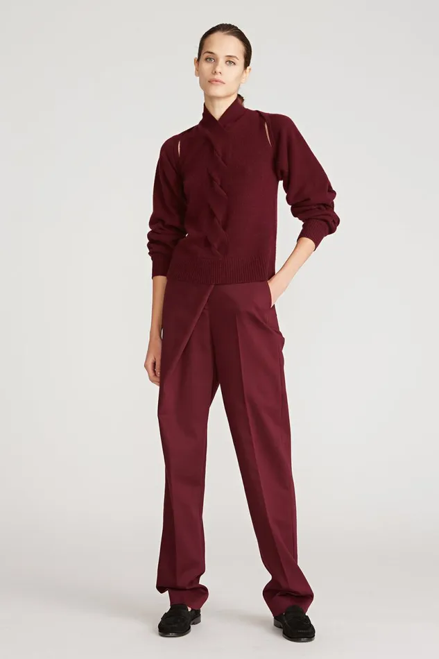 Tops Women Halston Auden Wool Cash Cable Shrug Merlot