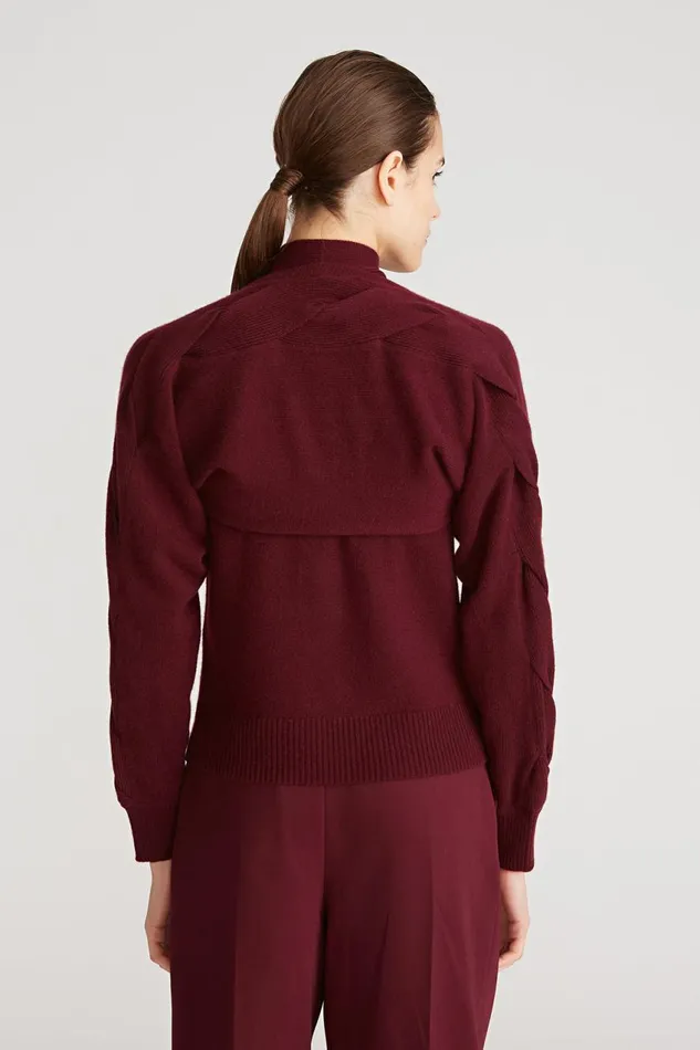 Tops Women Halston Auden Wool Cash Cable Shrug Merlot