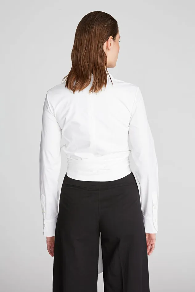 Tops Women Halston Capri Blouse In Cotton Optic White