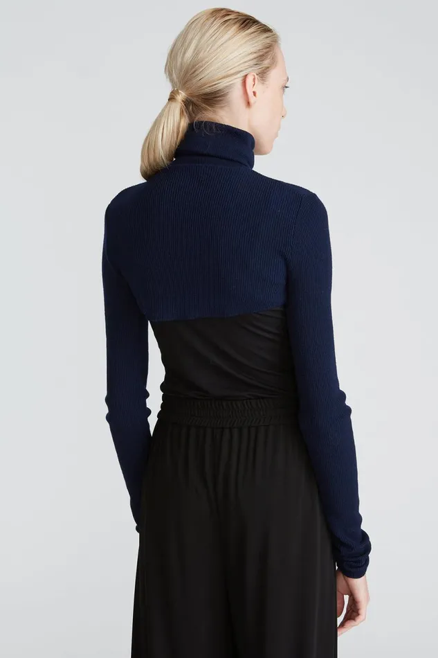 Tops Women Halston Mina Turtleneck Shrug Navy