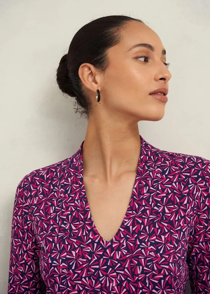 Tops Women HOBBS Aimee Printed Top Pink Multi