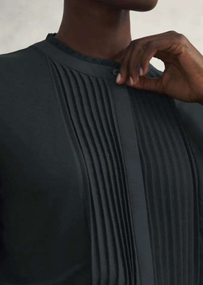 Tops Women HOBBS Carina Pleated Top Evergreen