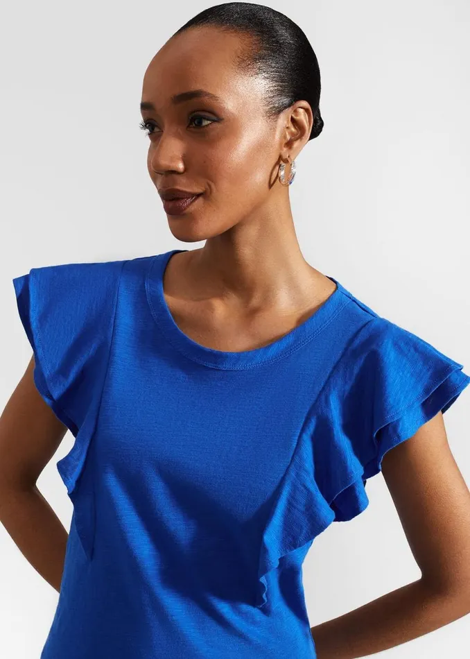 Tops Women HOBBS Isabella Cotton Slub Top Atlantic Blue