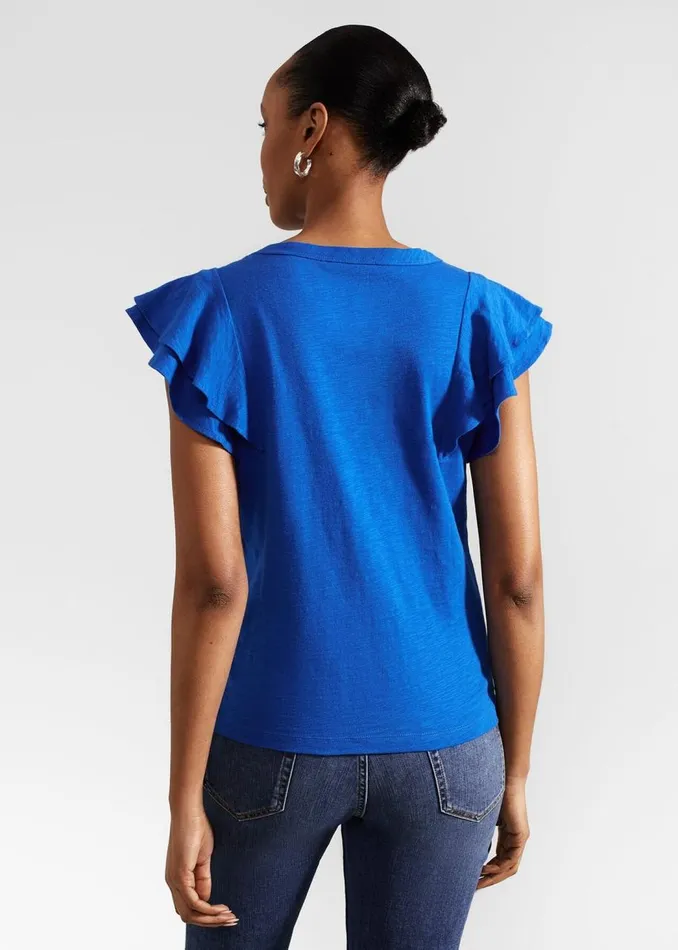 Tops Women HOBBS Isabella Cotton Slub Top Atlantic Blue