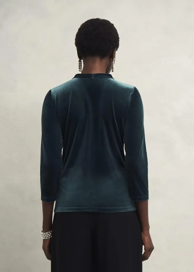 Tops Women HOBBS Velvet Hattie Top Evergreen