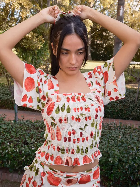 Tops Women Lisa Says Gah Toni Smocked Top Fruit Print