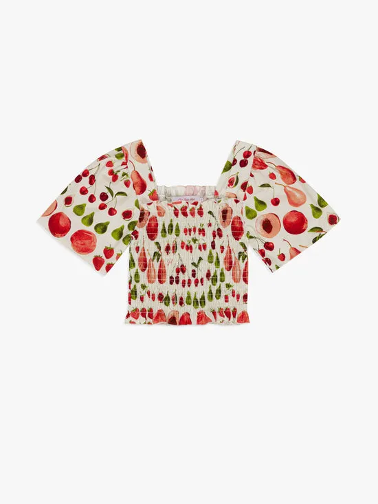 Tops Women Lisa Says Gah Toni Smocked Top Fruit Print