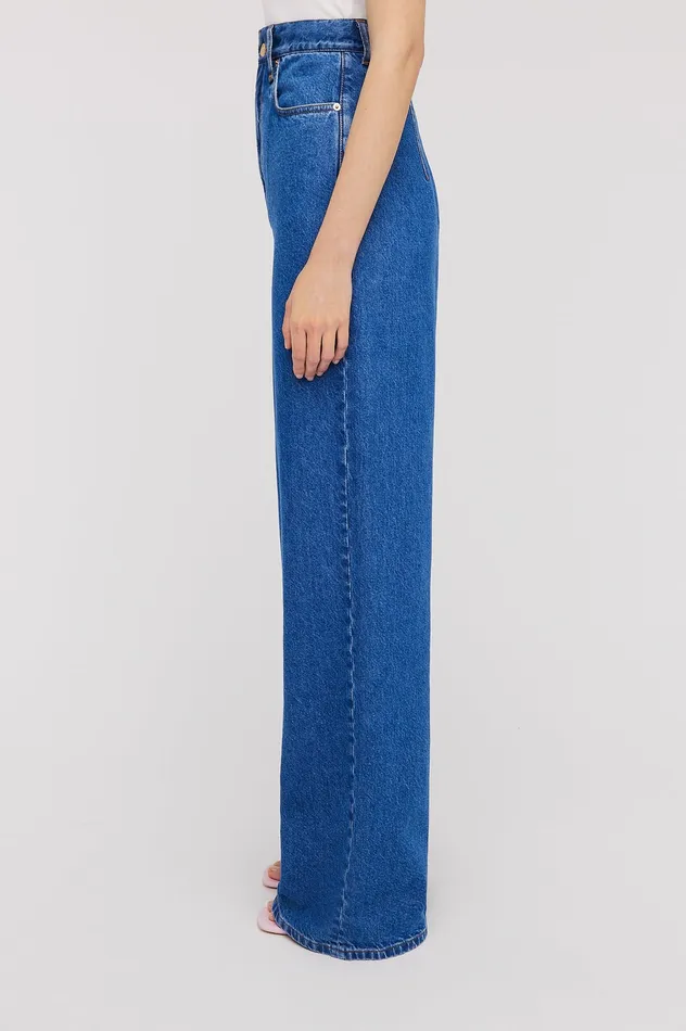 Trousers Scanlan Theodore Women DENIM DRAPE LEG JEAN BLUE1175