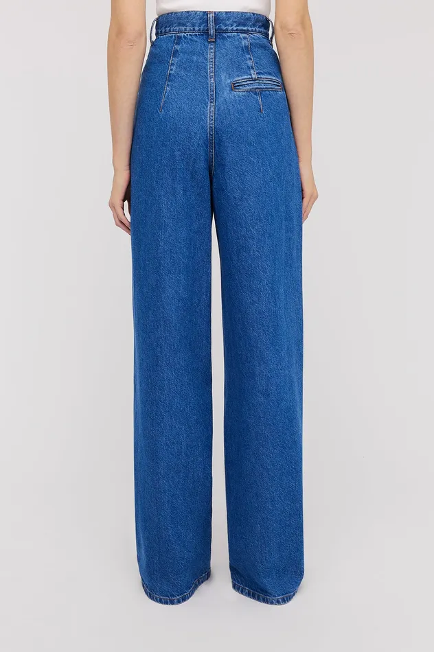 Trousers Scanlan Theodore Women DENIM DRAPE LEG JEAN BLUE1175