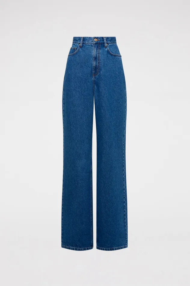 Trousers Scanlan Theodore Women DENIM DRAPE LEG JEAN BLUE1175