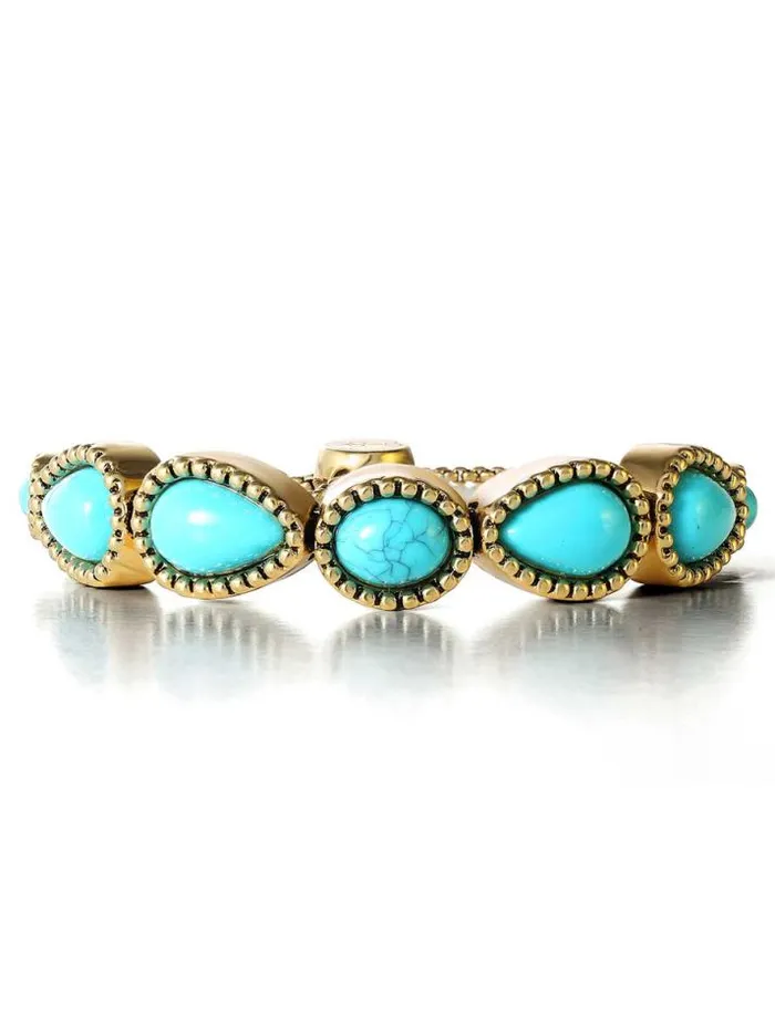 Turquoise Collection Accessories Jessica Simpson Turquoise Stone Slider Bracelet In Gold