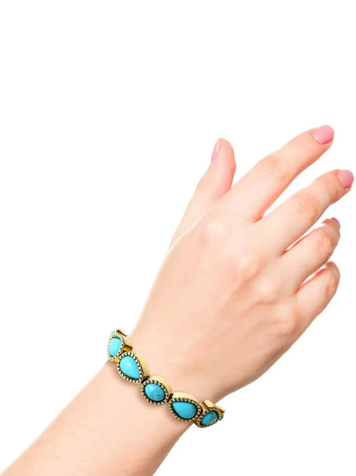 Turquoise Collection Accessories Jessica Simpson Turquoise Stone Slider Bracelet In Gold