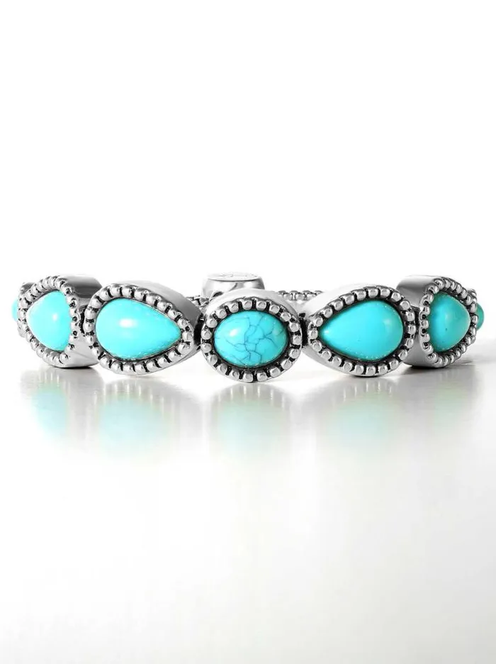 Turquoise Collection Accessories Jessica Simpson Turquoise Stone Slider Bracelet In Silver