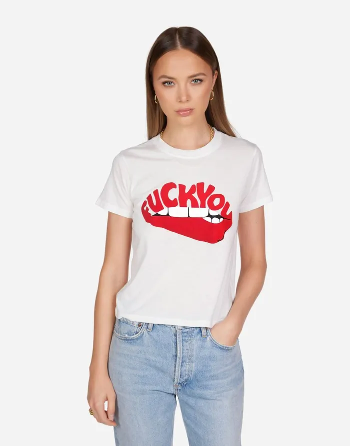 Ursula F You Biting Lip Milk Women039s Lauren Moshi Short Sleeve