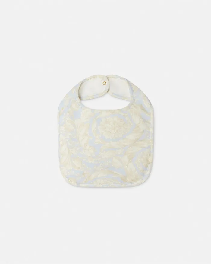 Versace Accessories Kids Barocco Baby Bib Grayprint