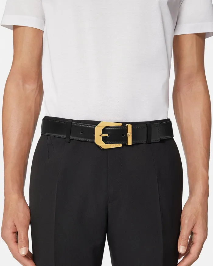 Versace Belts Men Medusa Leather Belt 3 Cm Blackgold