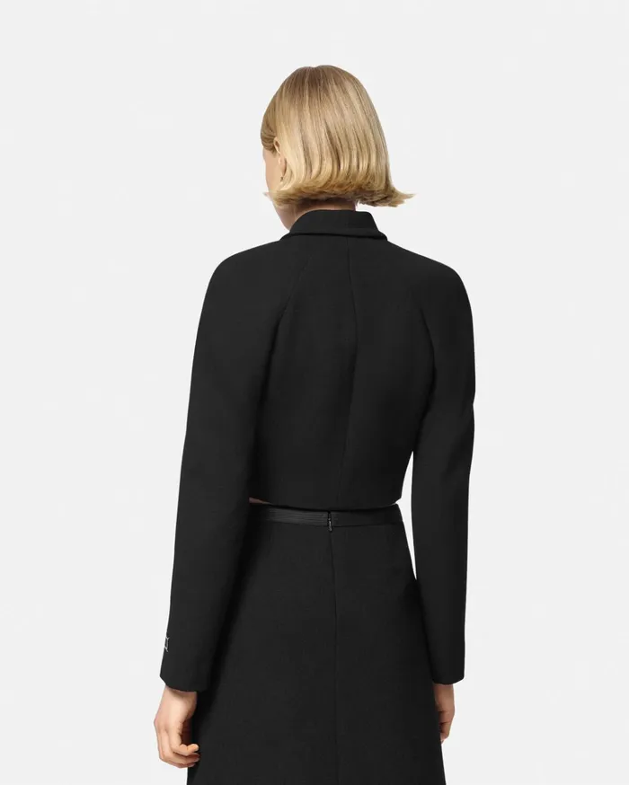 Versace Blazer and Jackets Women WoolBlend Crop Raglan Jacket Black