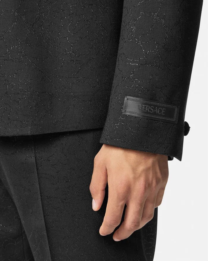 Versace Blazers and Suits Men Barocco Lurex DoubleBreasted Blazer Black