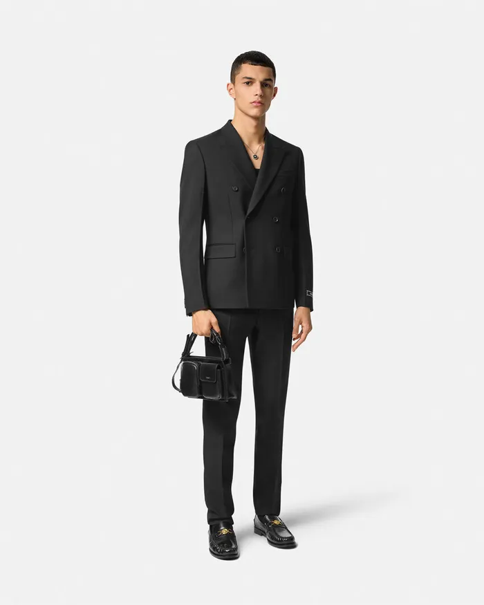 Versace Blazers and Suits Men Wool Formal Pants Black