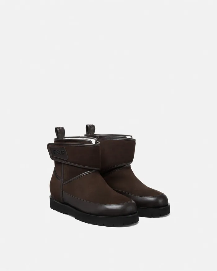 Versace Boots Men Bastion Suede Boots Black