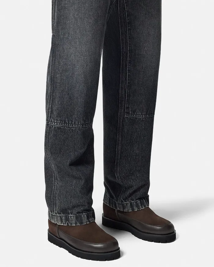 Versace Boots Men Bastion Suede Boots Black