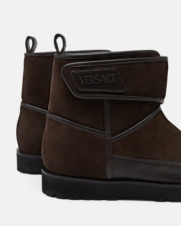 Versace Boots Men Bastion Suede Boots Black