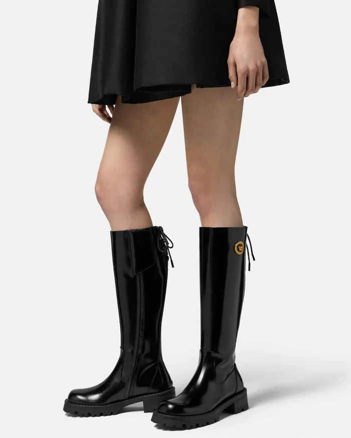 Versace Boots Women Alia KneeHigh Boots 35 Mm Blackgold
