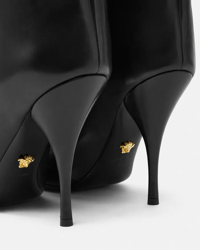 Versace Boots Women Opera Bow KneeHigh Boots 105 Mm Blackgold