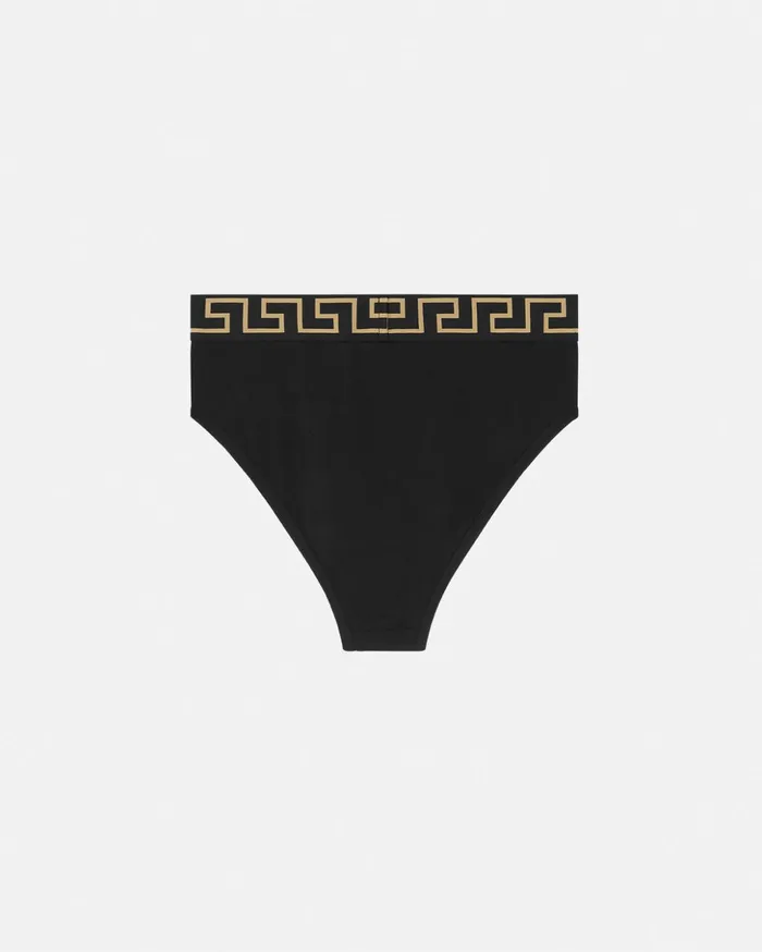 Versace Bras and Briefs Women Greca Border High Waist Briefs Black