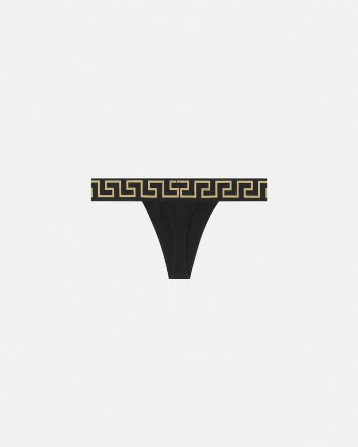 Versace Bras and Briefs Women Greca Border Thong Black