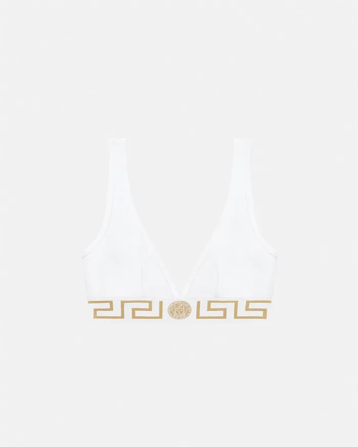 Versace Bras and Briefs Women Greca Border Triangle Bralette White