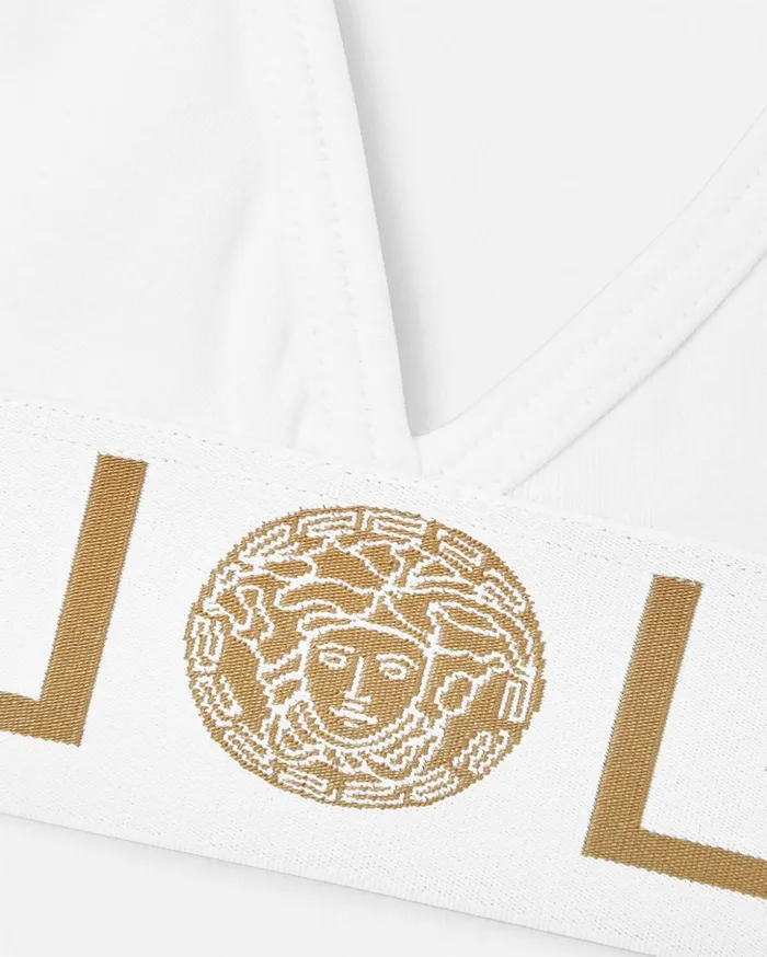 Versace Bras and Briefs Women Greca Border Triangle Bralette White