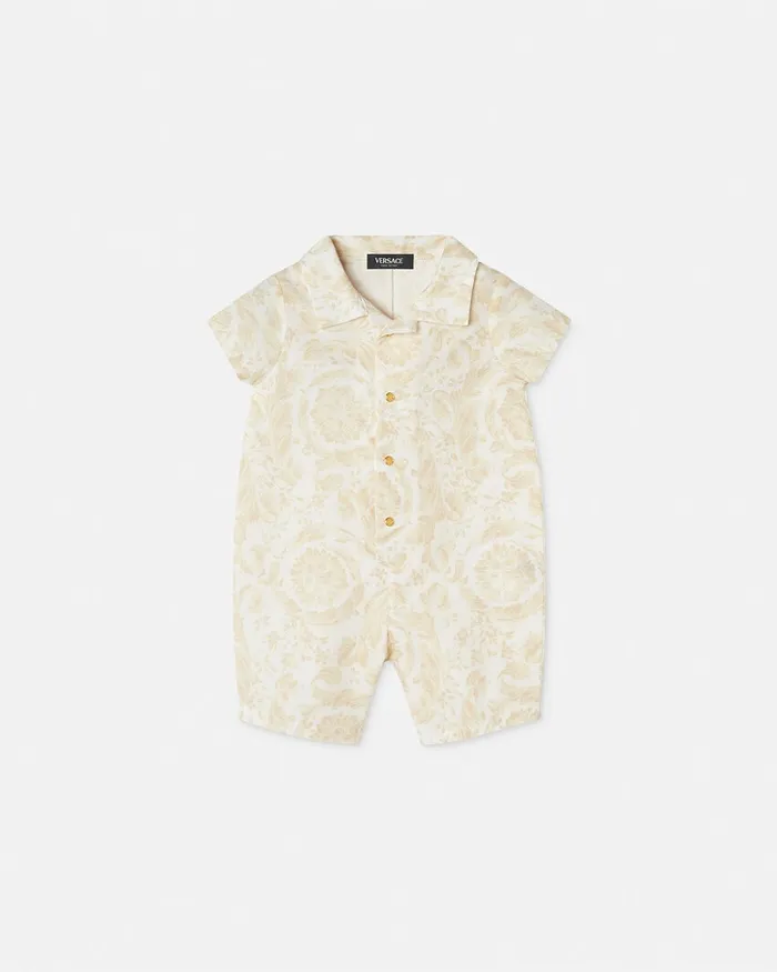 Versace Clothing Kids Barocco Baby Romper Beigeprint