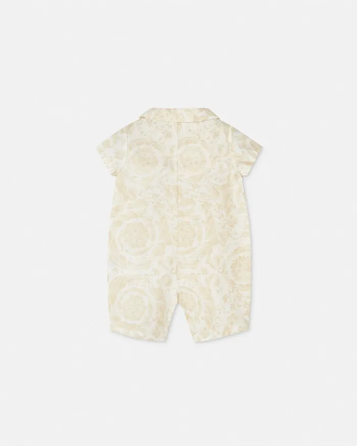 Versace Clothing Kids Barocco Baby Romper Beigeprint