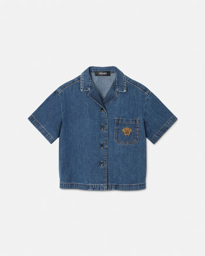 Versace Denim Kids Denim Shirt Blue