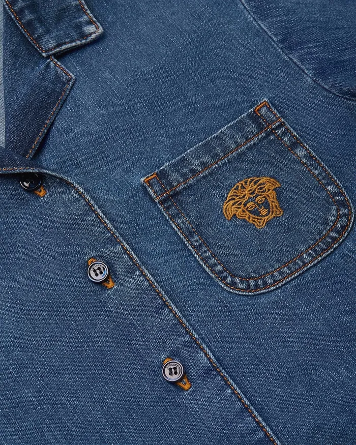 Versace Denim Kids Denim Shirt Blue