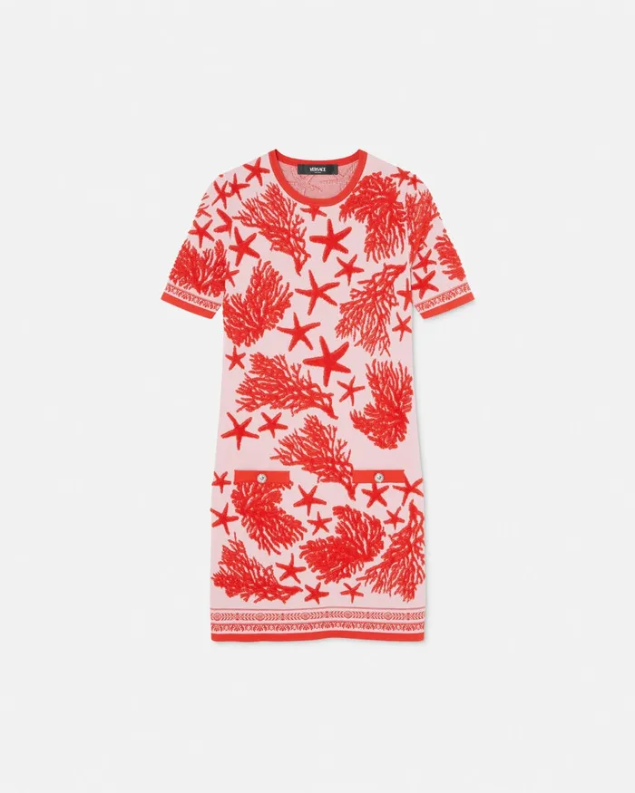 Versace Dresses Women Barocco Sea Knit Midi Dress Light Pink