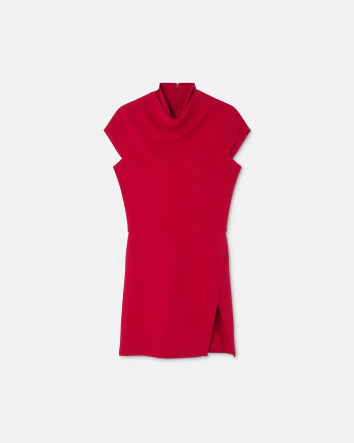 Versace Dresses Women Cady DrapedNeck Slit Mini Dress Red