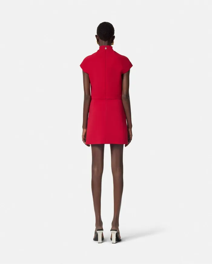 Versace Dresses Women Cady DrapedNeck Slit Mini Dress Red