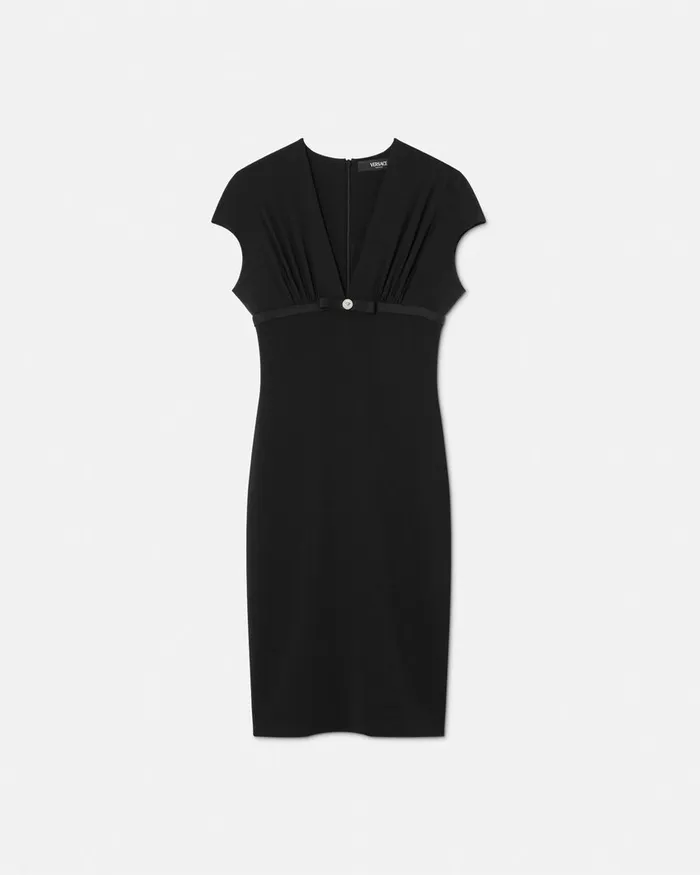 Versace Dresses Women DeepNeck Cady Fitted Midi Dress Black