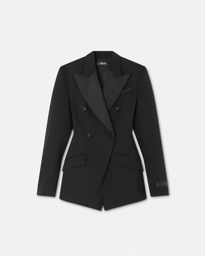 Versace Dresses Women Grain De Poudre Hourglass Tuxedo Playsuit Black