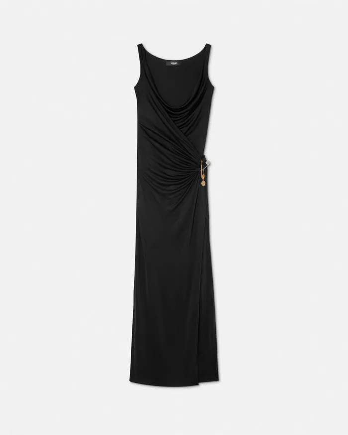Versace Dresses Women Safety Pin Gathered Gown Black