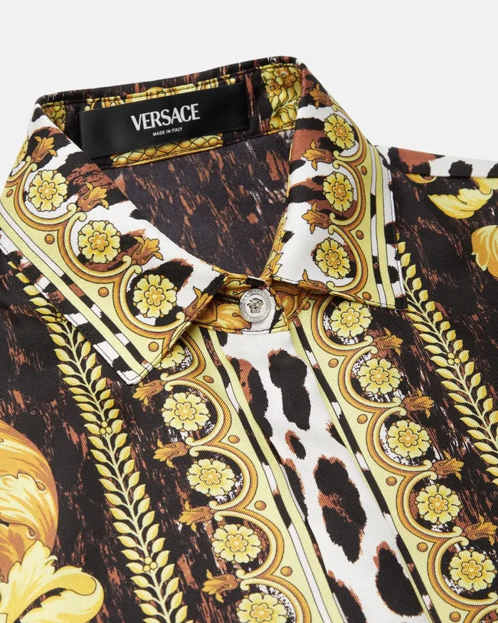 Versace Dresses Women Wild Barocco Silk Midi Shirt Dress Print