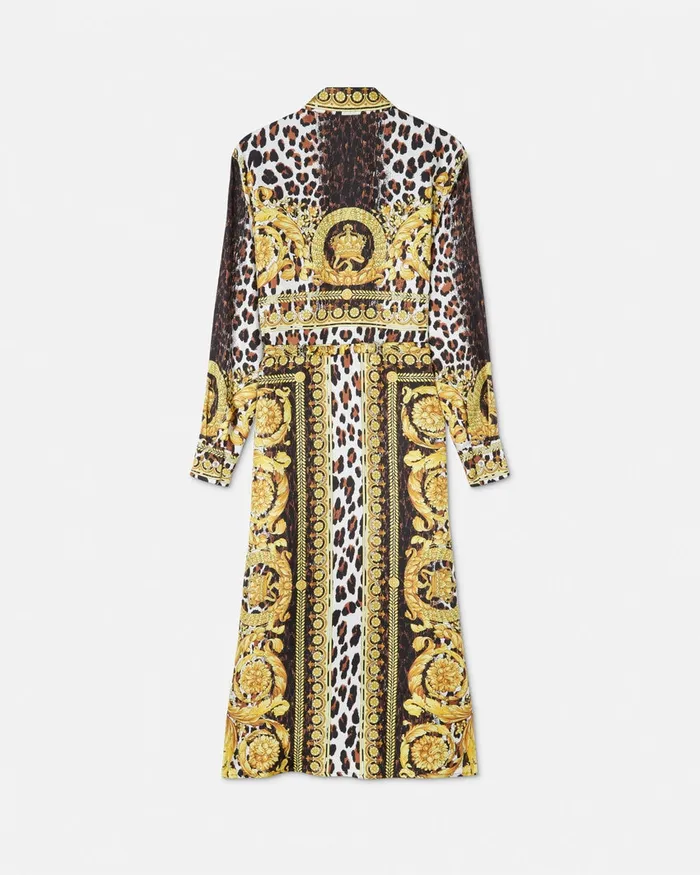 Versace Dresses Women Wild Barocco Silk Midi Shirt Dress Print