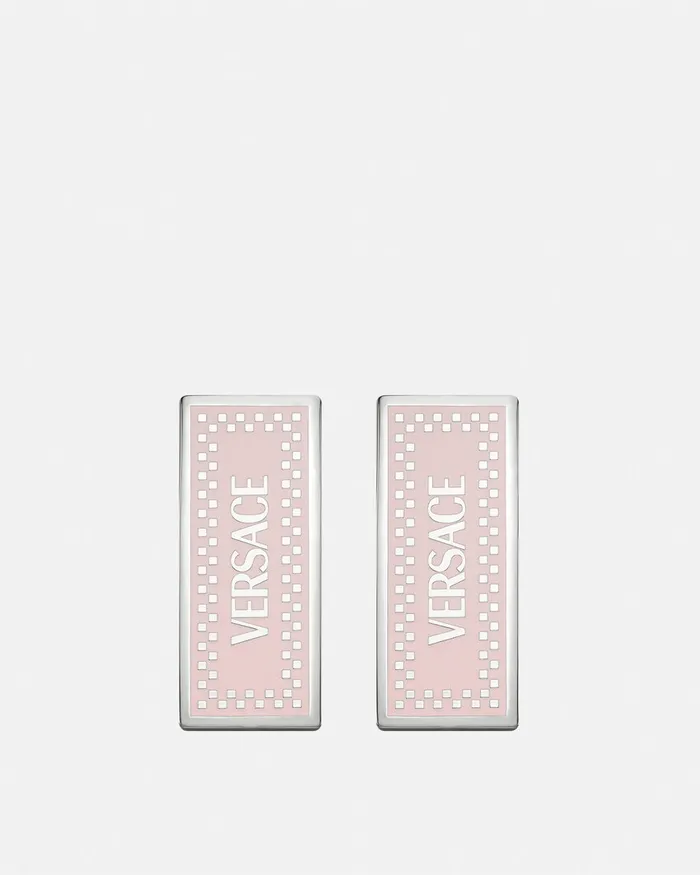 Versace Earrings Women 90s Vintage Logo Earrings Silver