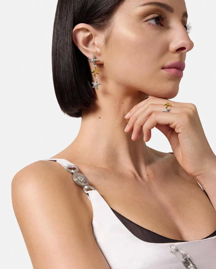 Versace Earrings Women Barocco Sea Drop Earrings Silvergold
