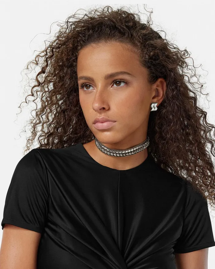 Versace Earrings Women Bind Stud Earrings Silver