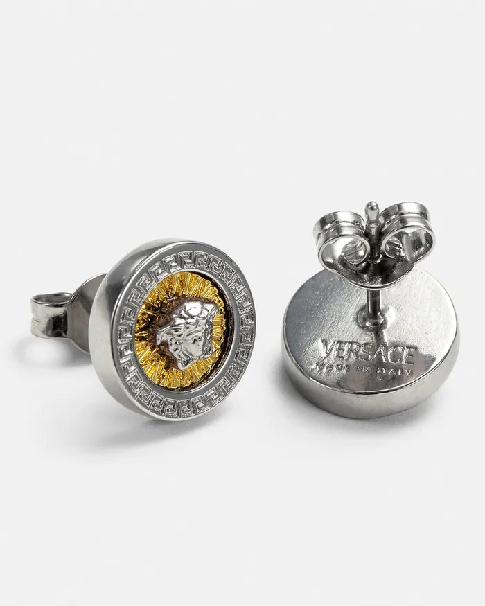 Versace Earrings WomenMen Crystal Icon Stud Earrings Silvergold