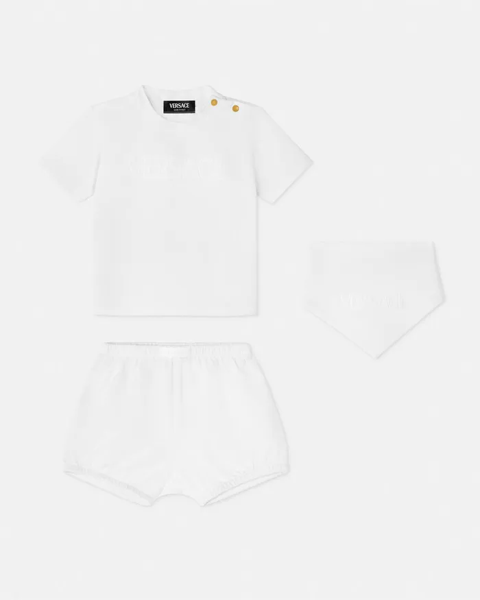 Versace Gift Sets Kids Logo Baby TShirt Set White