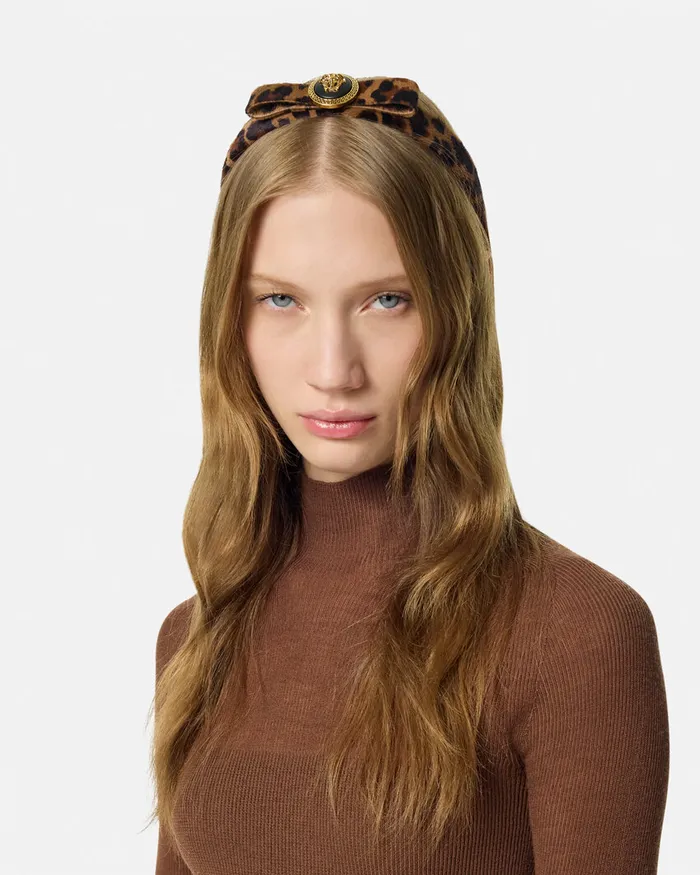 Versace Hair Accessories Women Leopard Gianni Ribbon Headband Animalier